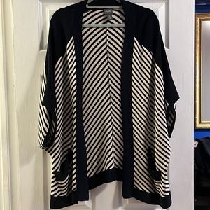 Oversized navy, black and gold sweater with dolman sleeves.